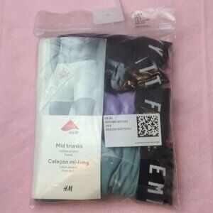 H&m 3 Pack Cotton Stretch Mid Trunks in Black Purple and Green Size Small